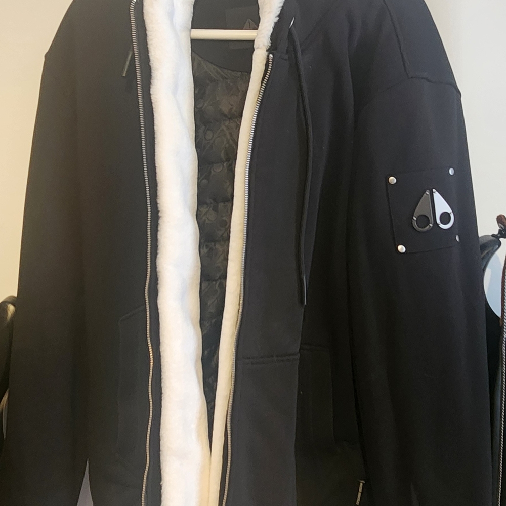 Moose Knuckles Black Bomber with White Lining